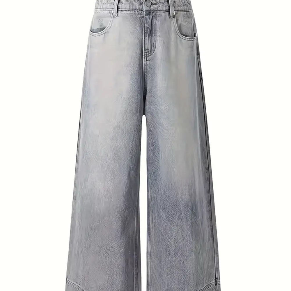 Gray Wide-Leg Jeans